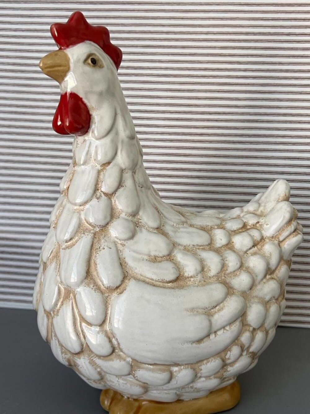 Ceramic White Hen Figurine (11" Tall)